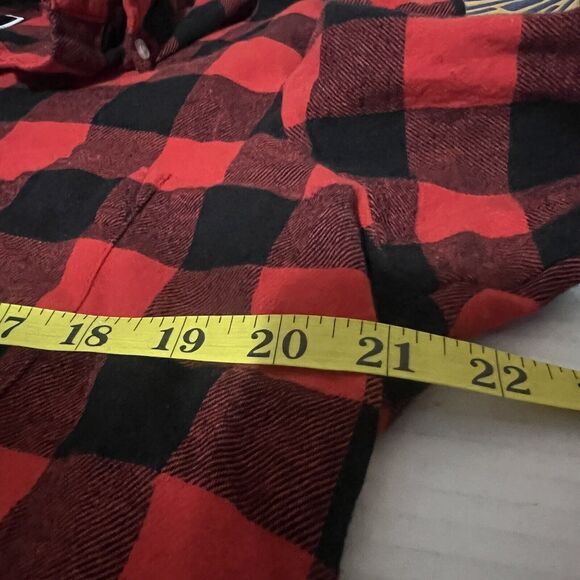 Club Room Mens Shirt M Medium Red Black Flannel Plaid Button Up Collared - Picture 7 of 8